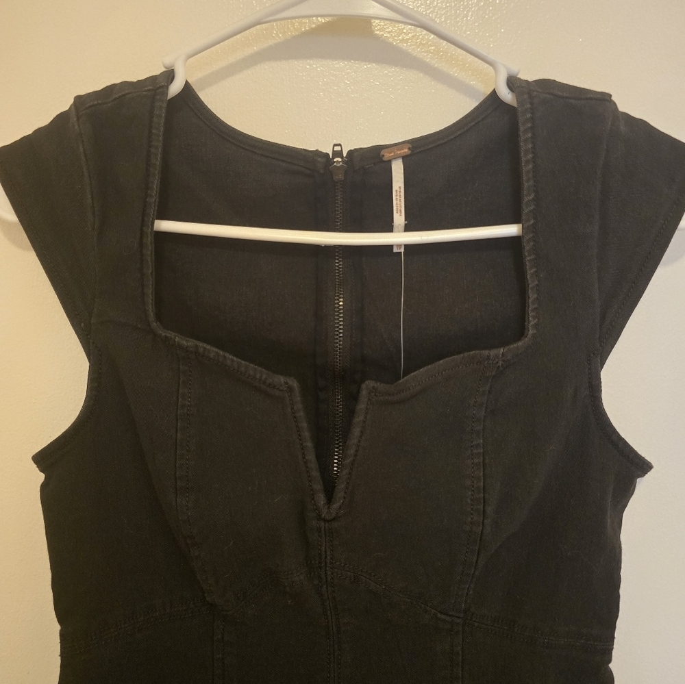 Free People Lia Denim Cap Sleeve Mini Dress Xs NWT - Picture 5 of 6